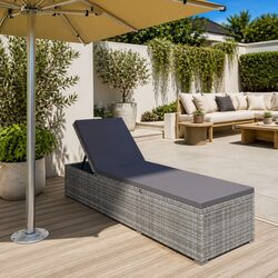 Durable Grey Sun Lounger with Cushion for Outdoor Relaxation