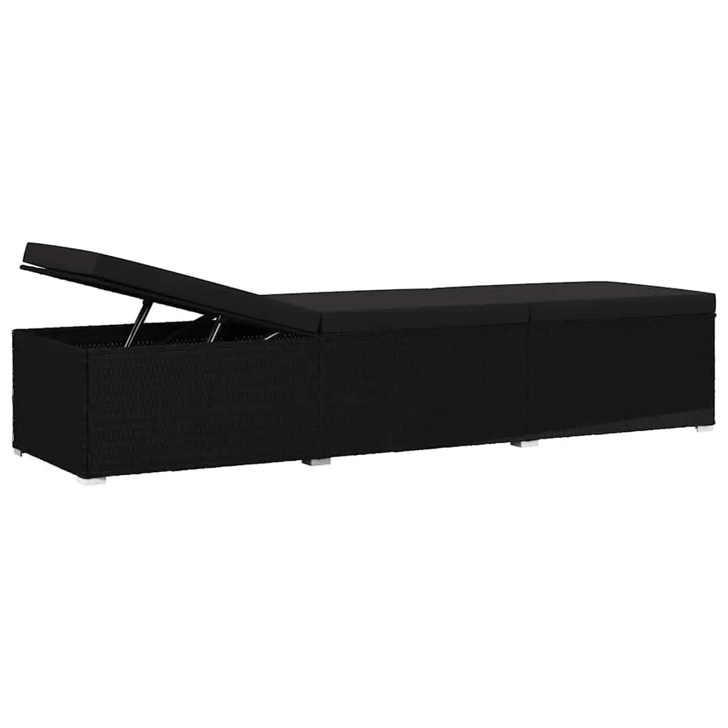 Black Outdoor Sun Lounger with Cushion