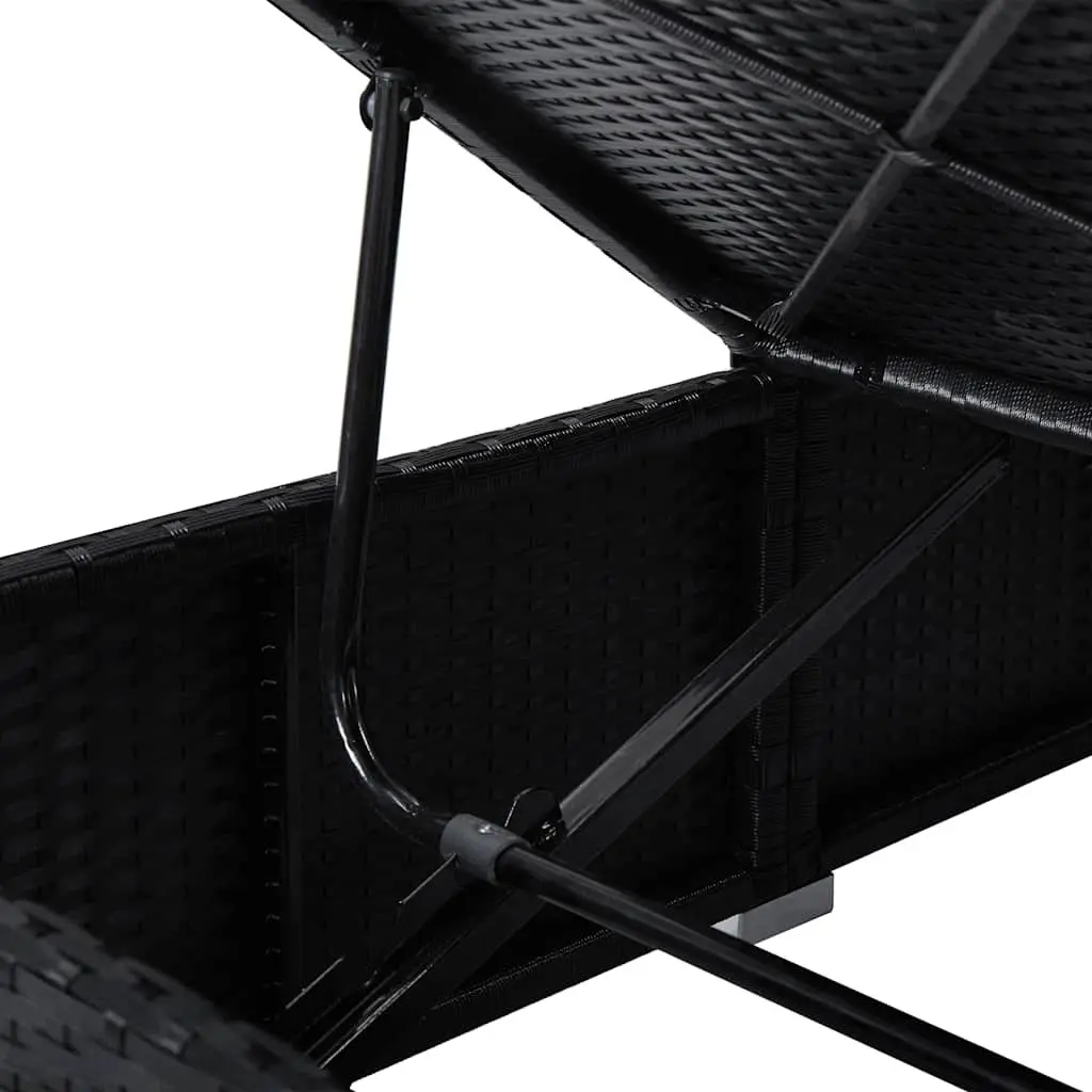 Black Outdoor Sun Lounger with Cushion