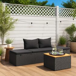 Black Outdoor Sun Lounger Bed with Cushions for Patios