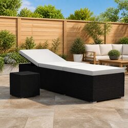 Durable Sun Lounger with Adjustable Sides and Table