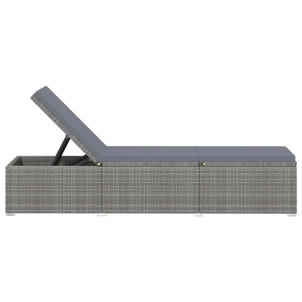 Poly Rattan Sun Lounger with Cushion and Table