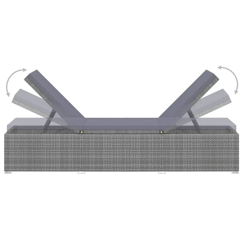 Poly Rattan Sun Lounger with Cushion and Table