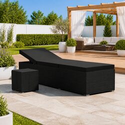 Durable Sun Lounger with Cushions and Side Table