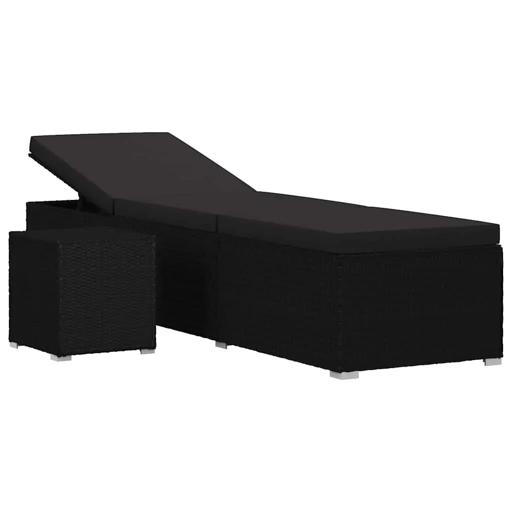 Sun Lounger with Cushions and Side Table