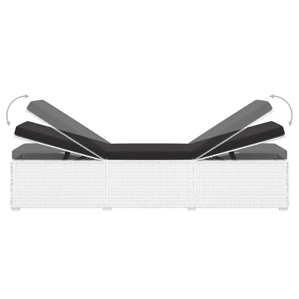 White Sun Lounger with Cushioned Seat and Tea Table