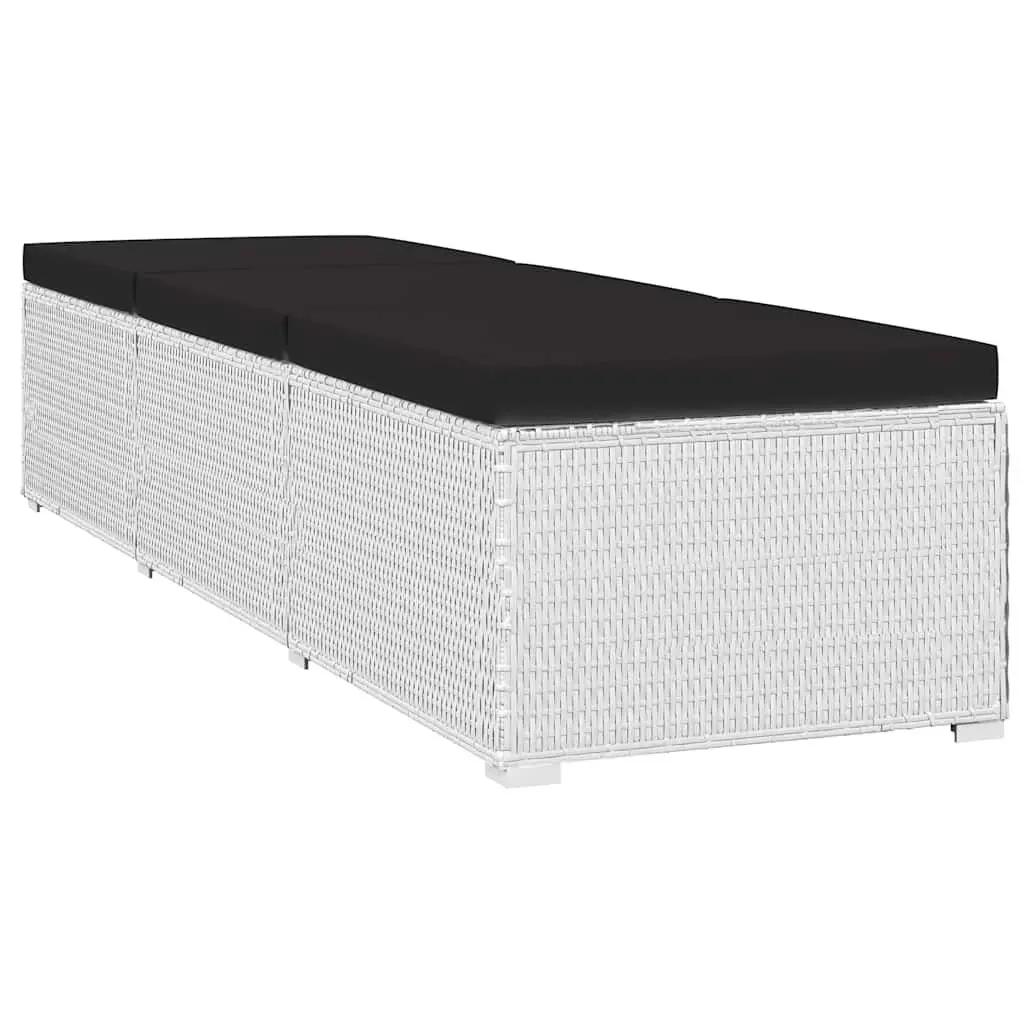 White Sun Lounger with Cushioned Seat and Tea Table