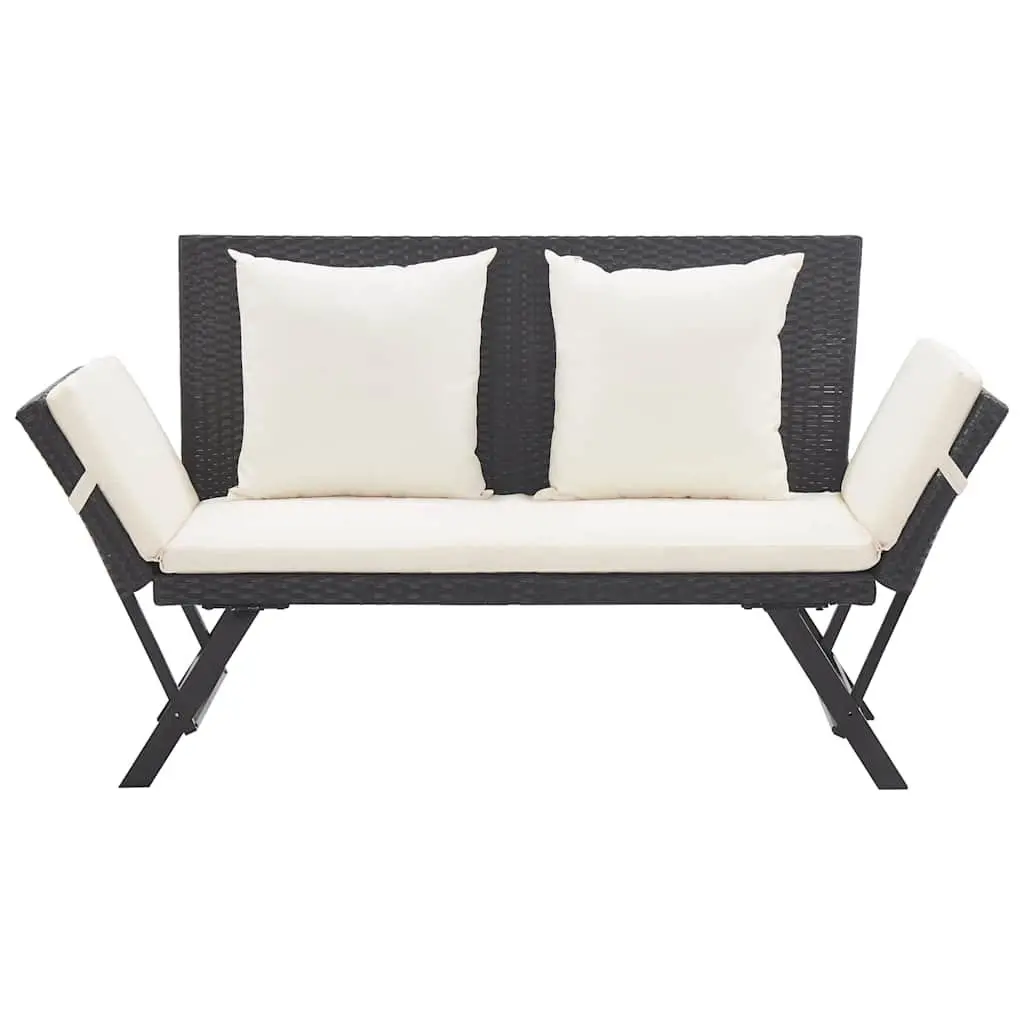 Outdoor Garden Bench PE Rattan 176cm Black