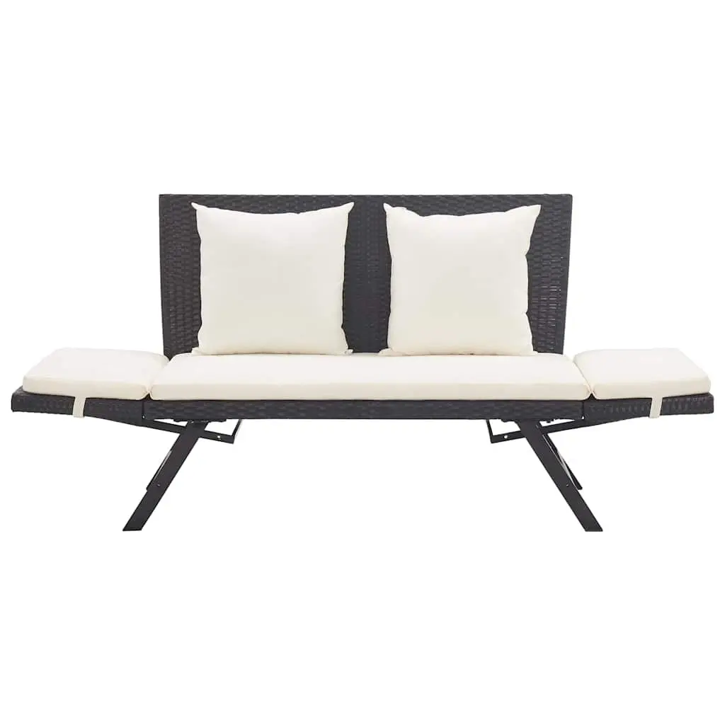 Outdoor Garden Bench PE Rattan 176cm Black