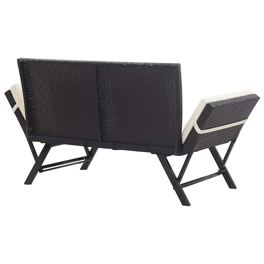 Outdoor Garden Bench PE Rattan 176cm Black