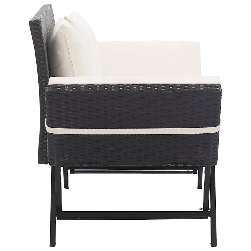 Outdoor Garden Bench PE Rattan 176cm Black