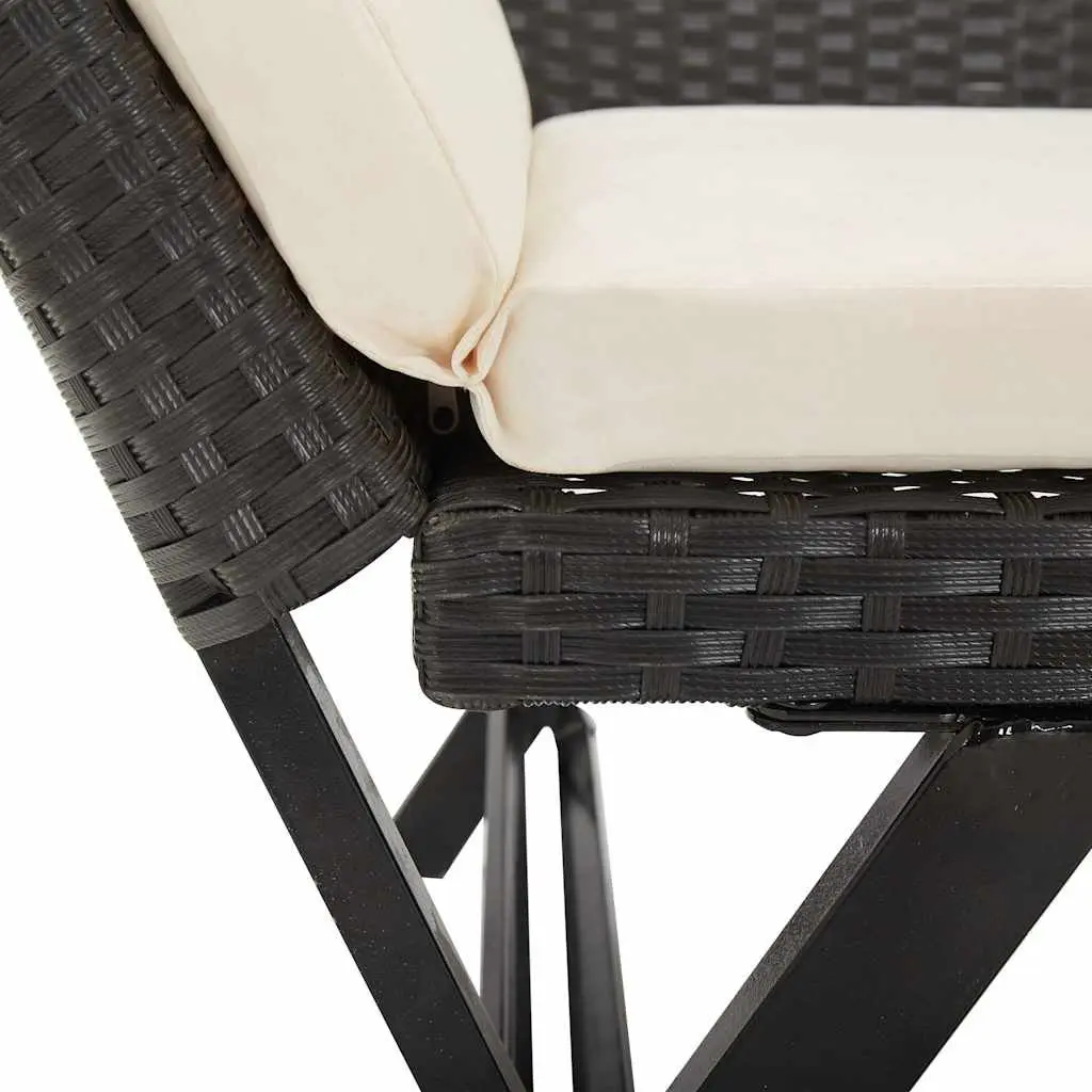 Outdoor Garden Bench PE Rattan 176cm Black
