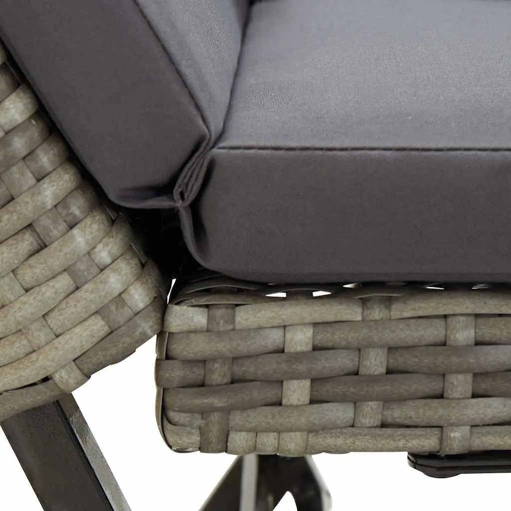 Outdoor Garden Bench PE Rattan 176cm Grey with Cushions