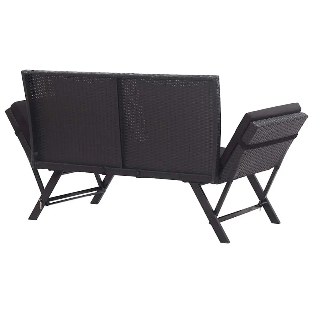 Outdoor Garden Bench PE Rattan 176cm Black