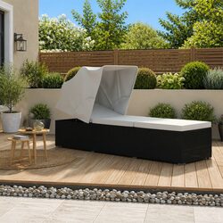 Premium Sun Lounger with Adjustable Canopy and Cushion