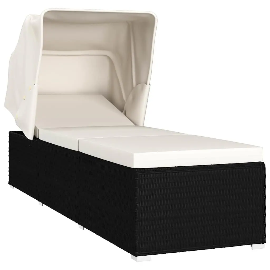 Sun Lounger with Adjustable Canopy and Cushion