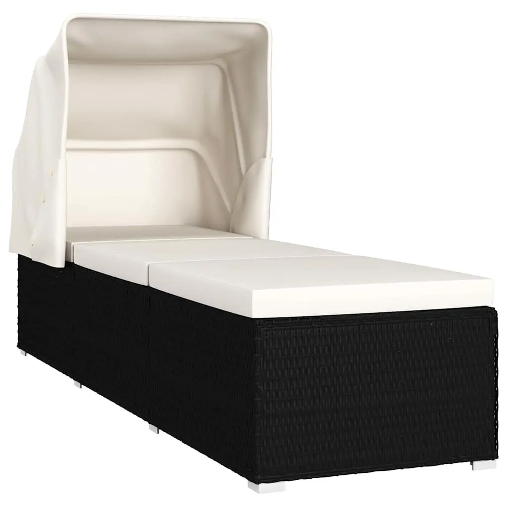 Sun Lounger with Adjustable Canopy and Cushion