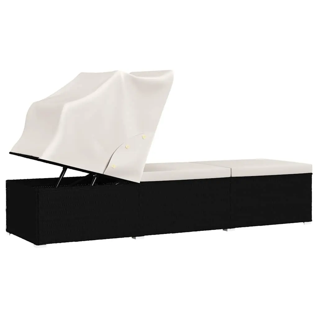 Sun Lounger with Adjustable Canopy and Cushion