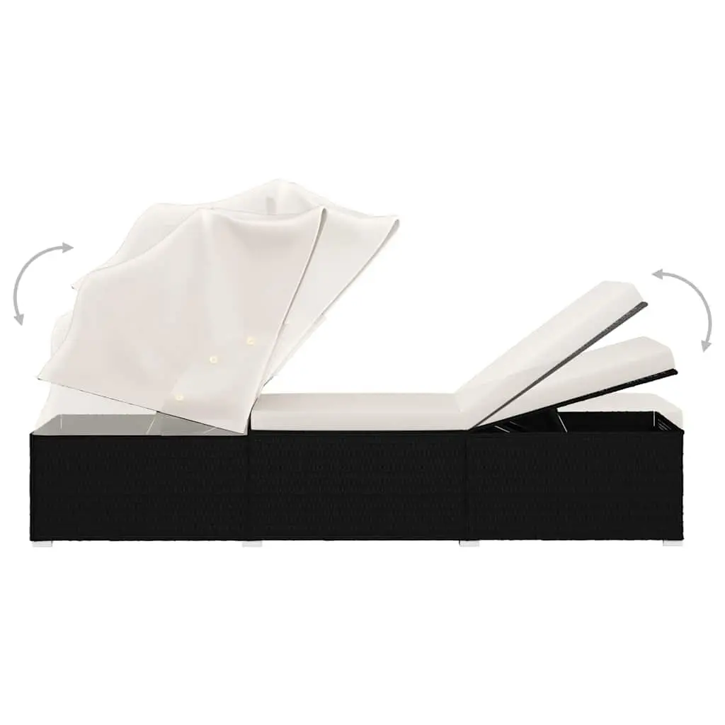 Sun Lounger with Adjustable Canopy and Cushion