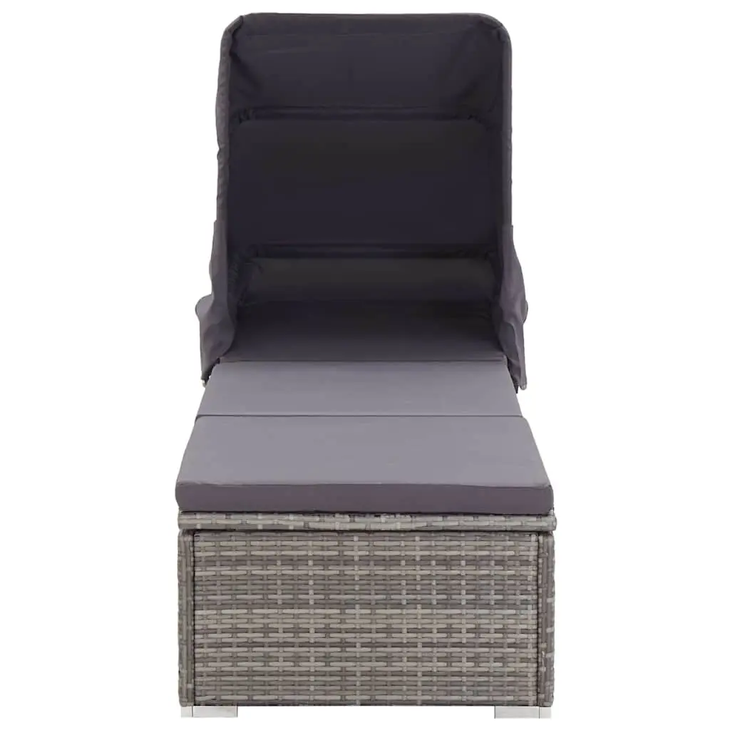 Sun Lounger with Canopy and Padded Cushion