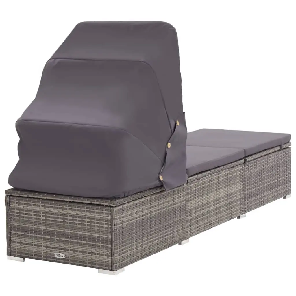 Sun Lounger with Canopy and Padded Cushion