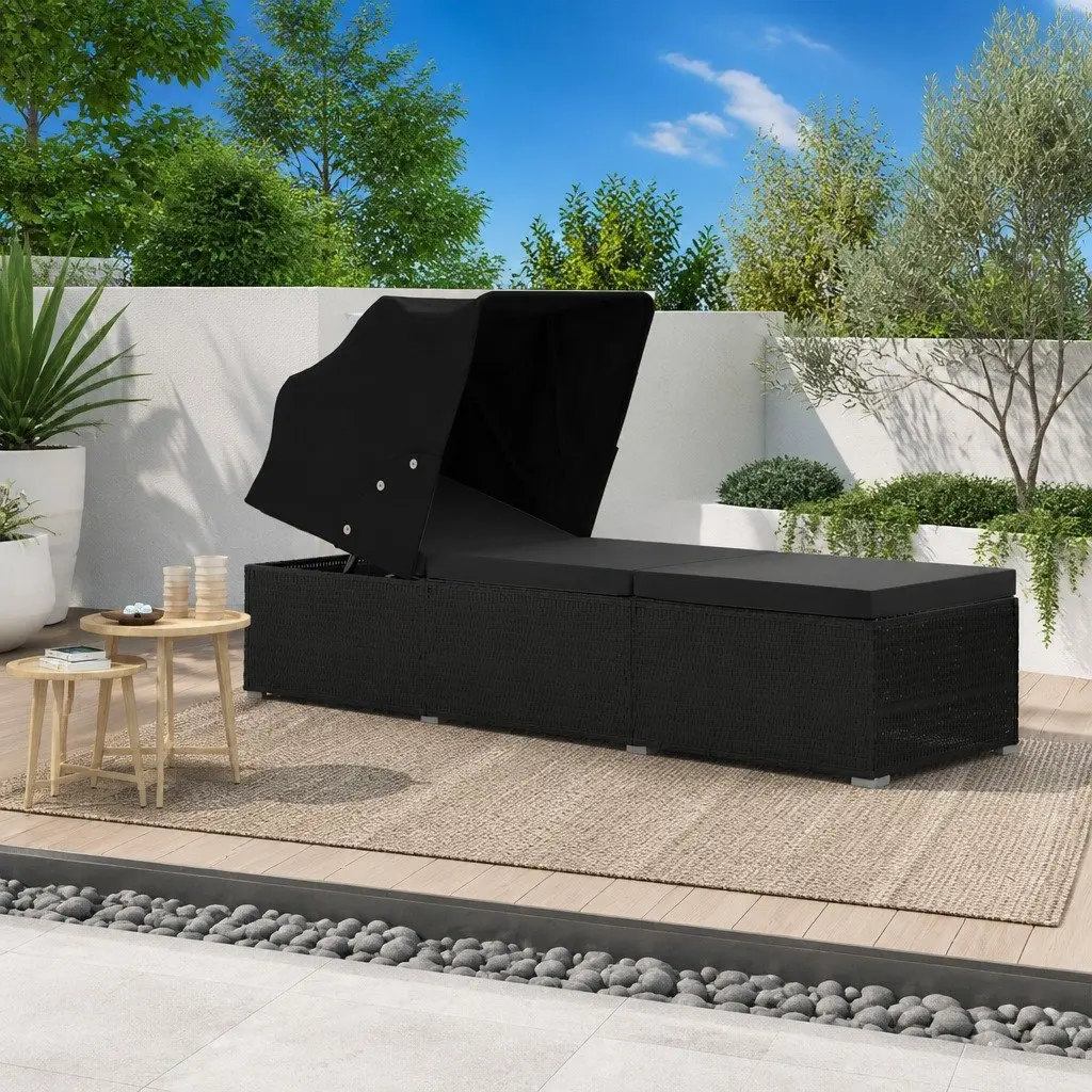 Sun Lounger with Adjustable Canopy and Cushion