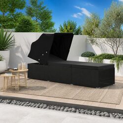 Premium Sun Lounger with Adjustable Canopy and Cushion
