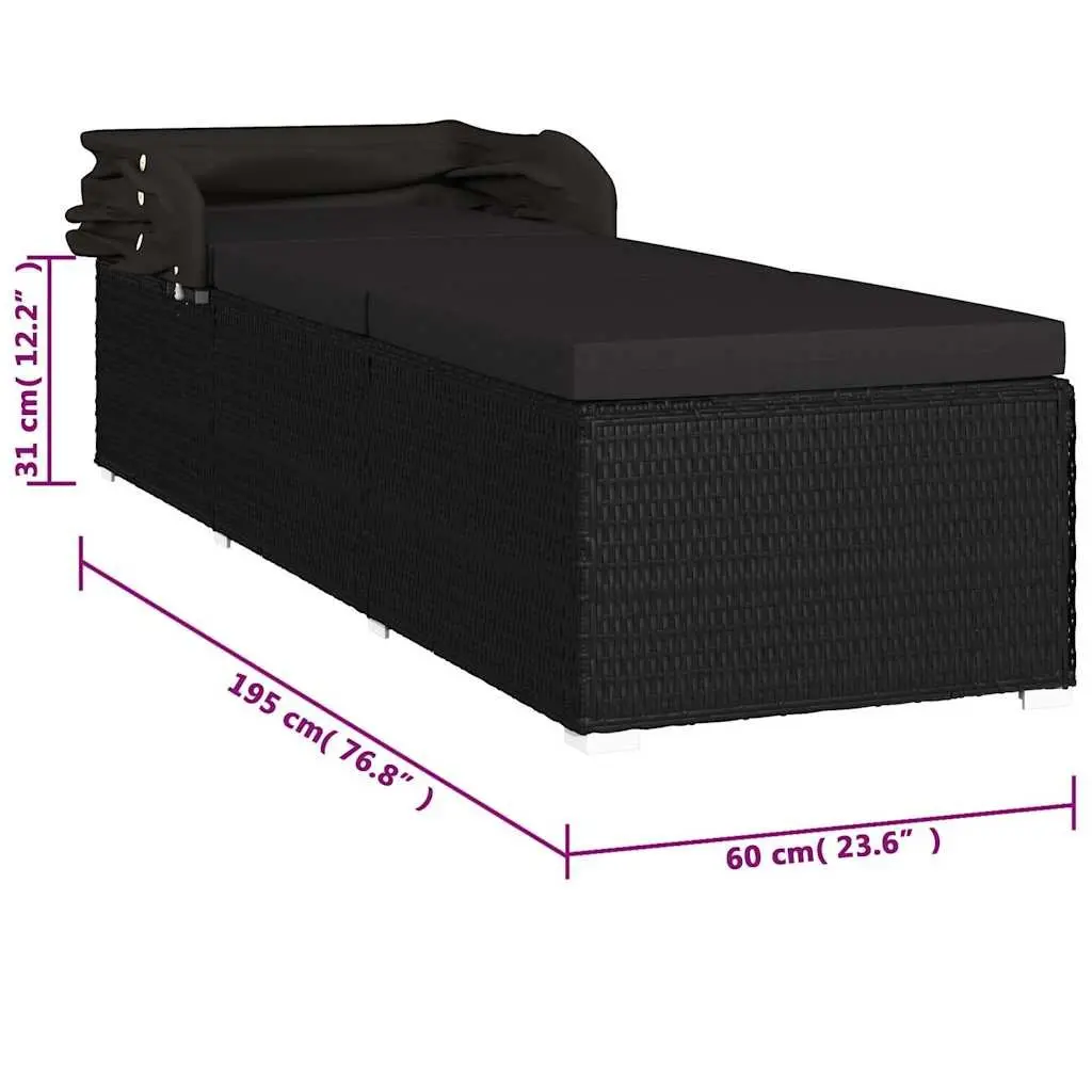 Sun Lounger with Adjustable Canopy and Cushion