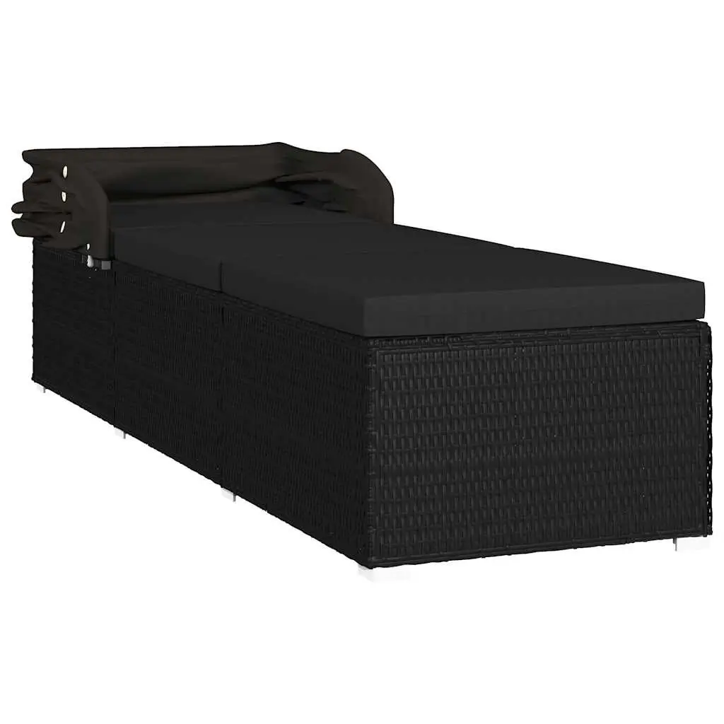 Sun Lounger with Adjustable Canopy and Cushion