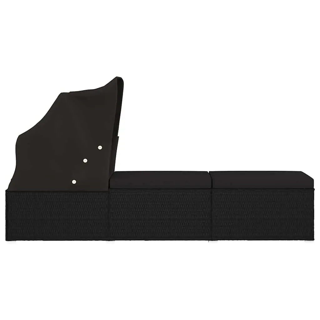 Sun Lounger with Adjustable Canopy and Cushion