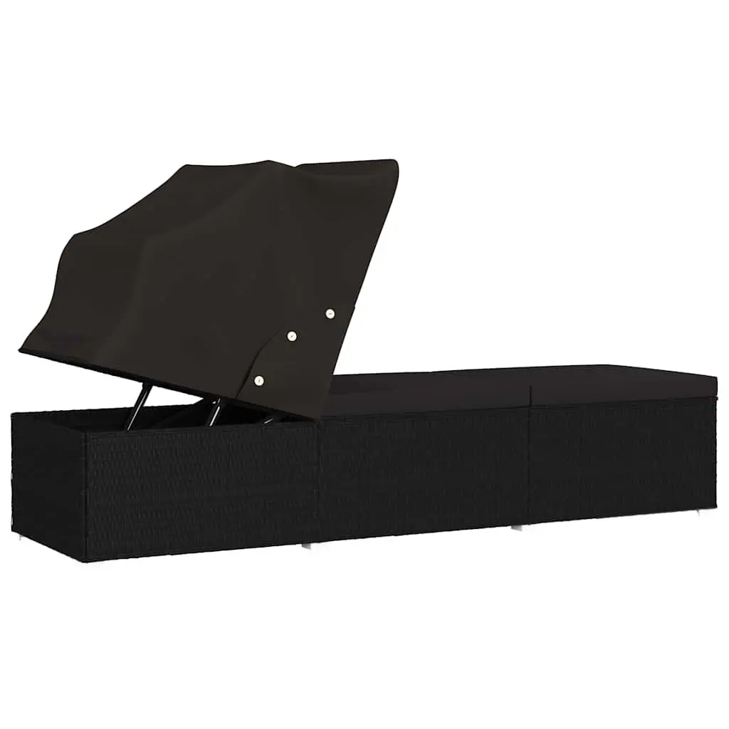 Sun Lounger with Adjustable Canopy and Cushion