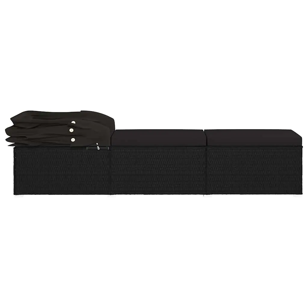 Sun Lounger with Adjustable Canopy and Cushion