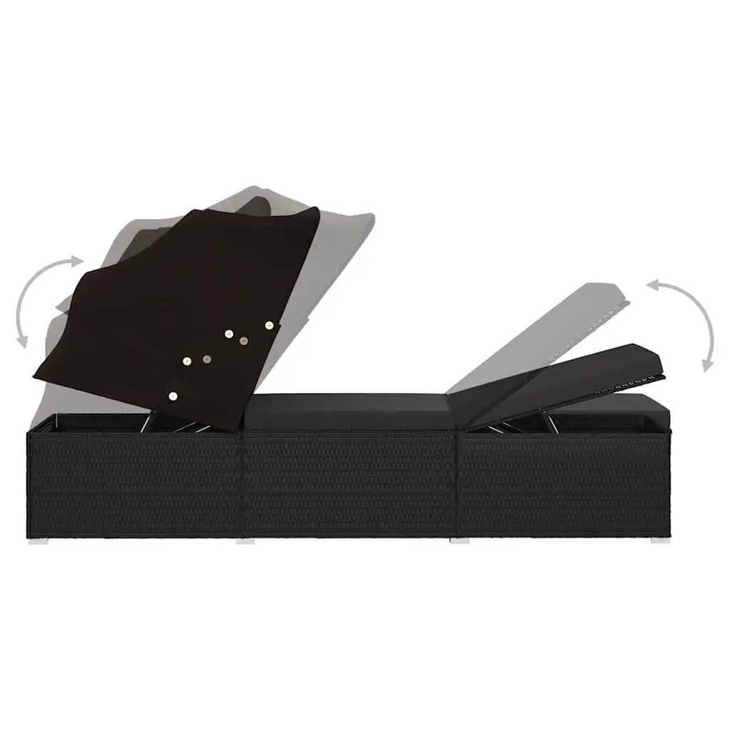 Sun Lounger with Adjustable Canopy and Cushion