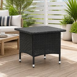 Black Poly Rattan Outdoor Tea Table 50x50x47cm
