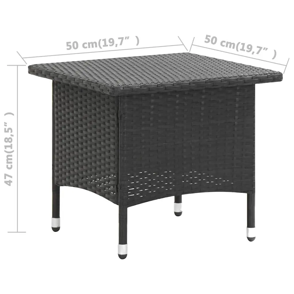 Black Poly Rattan Outdoor Tea Table 50x50x47cm