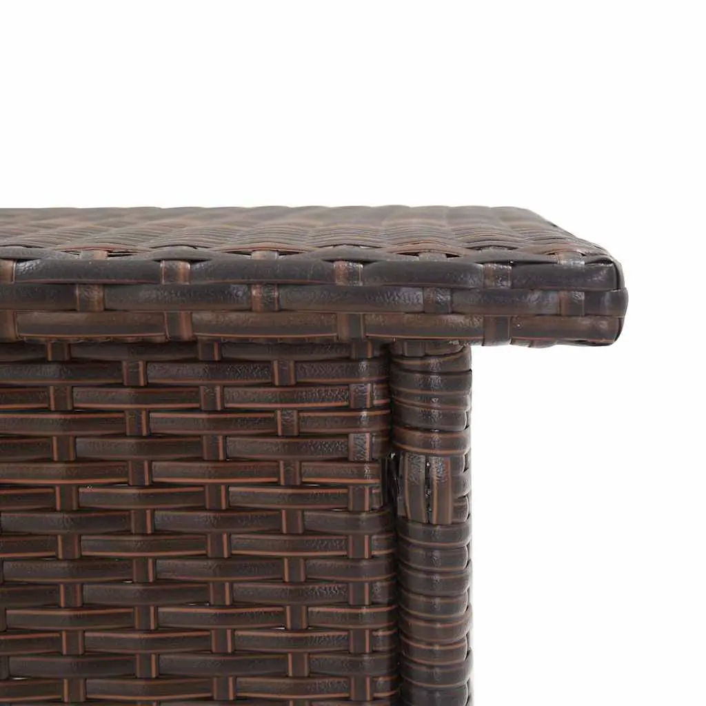 Garden Patio Coffee Table Steel Frame Brown Poly Rattan 50x50x47cm Weather Resistant Outdoor End Table