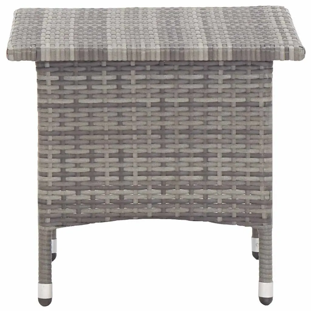 Grey Poly Rattan Outdoor Tea Table with Steel Frame