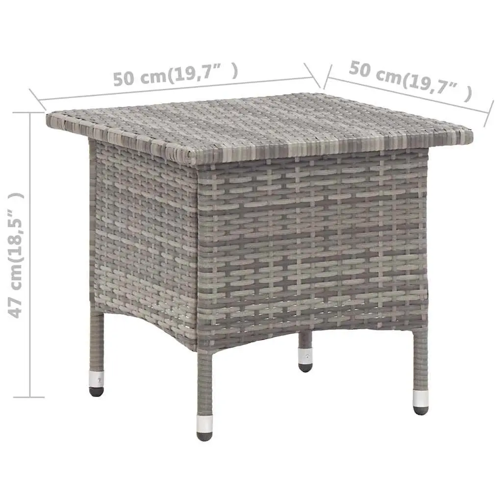 Grey Poly Rattan Outdoor Tea Table with Steel Frame