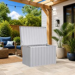 Weather-Resistant Grey Garden Storage Box for Outdoor Use