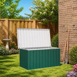 Sturdy Green Garden Storage Box for Outdoor Spaces 129x67x65 cm