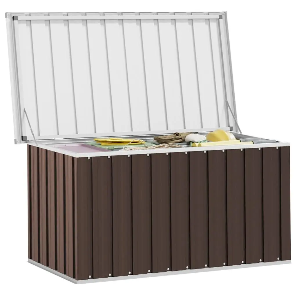 Brown Steel Garden Storage Box for Outdoor Use