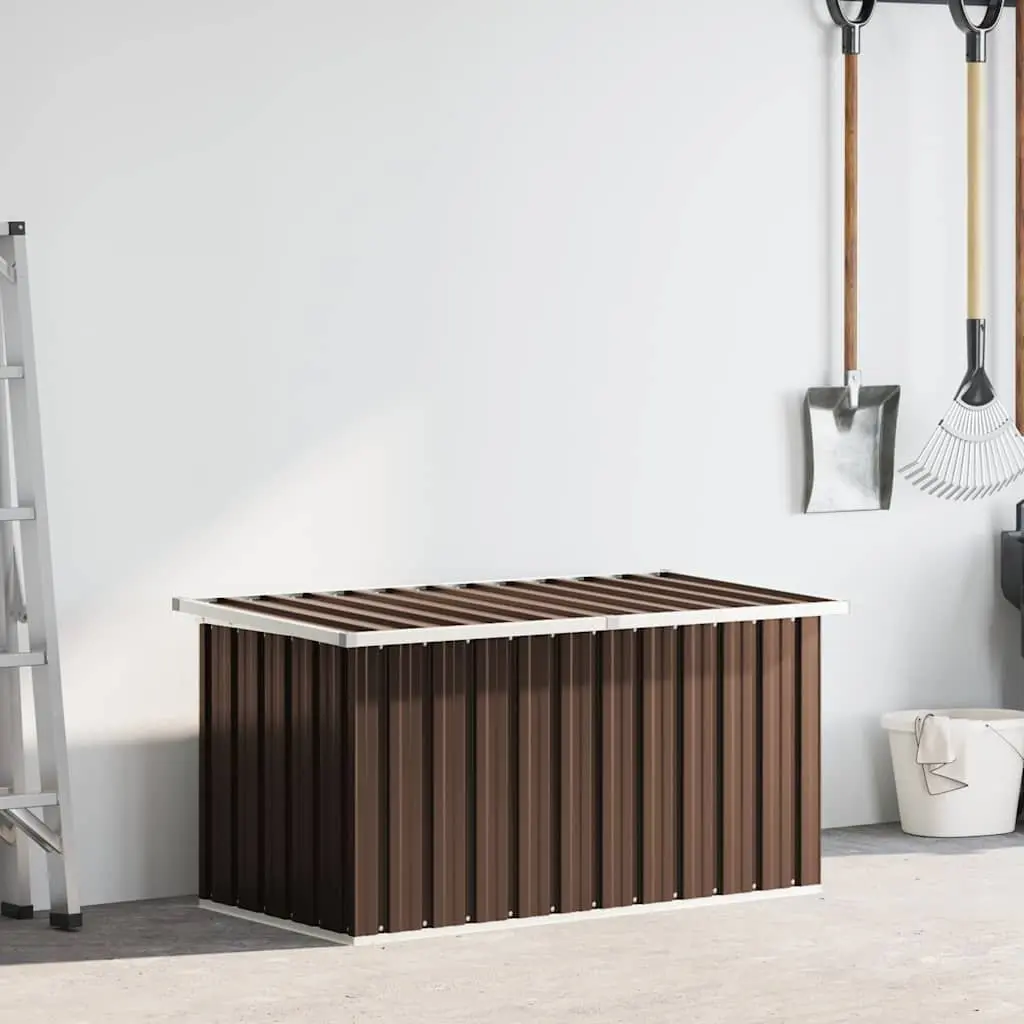 Brown Steel Garden Storage Box for Outdoor Use
