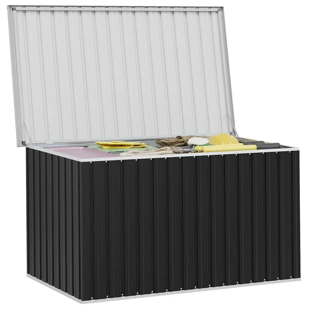 Garden Storage Box Galvanised Steel 171 x 99 x 93 cm Anthracite Outdoor Patio Deck Furniture Organizer Container
