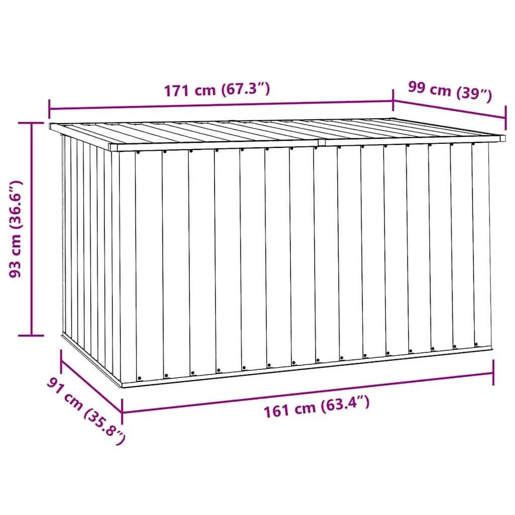 Garden Storage Box Galvanised Steel 171 x 99 x 93 cm Anthracite Outdoor Patio Deck Furniture Organizer Container