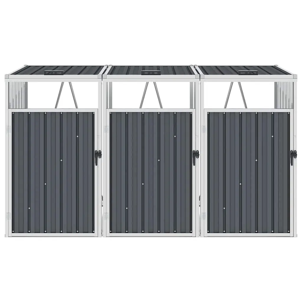Triple Garbage Bin Shed for Outdoor Waste Storage