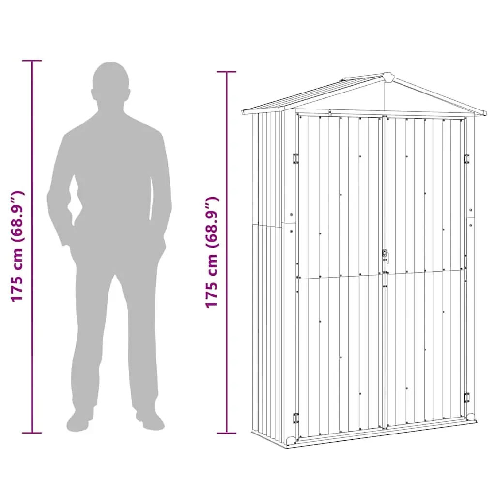 Garden Shed Galvanised Steel Grey 116L x 45W x 175H cm