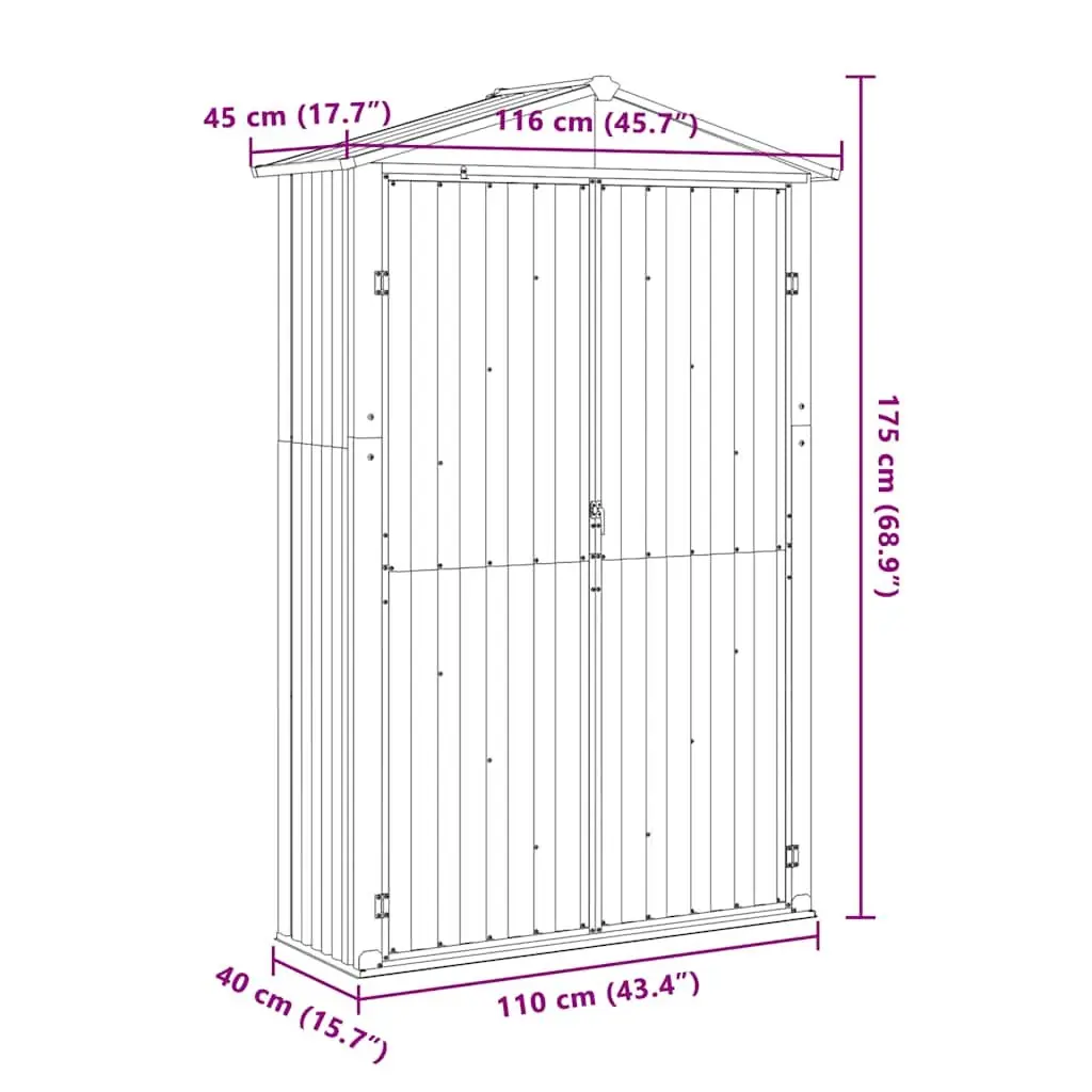 Anthracite Garden Shed 116x45x175 cm