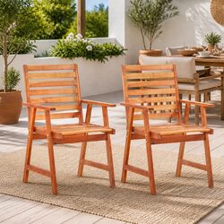 Sturdy Wooden Dining Chairs Set of 2 for Outdoor Spaces