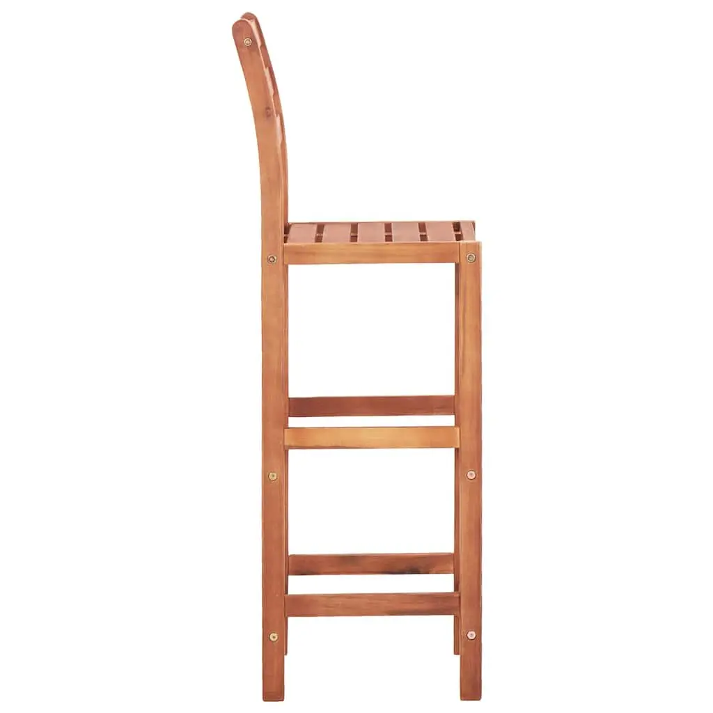 Bar Stools Solid Acacia Wood 2 pcs Brown Outdoor Kitchen Dining Seating Set