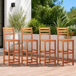 Durable 4-Piece Wooden Bar Stool Set with Backrest
